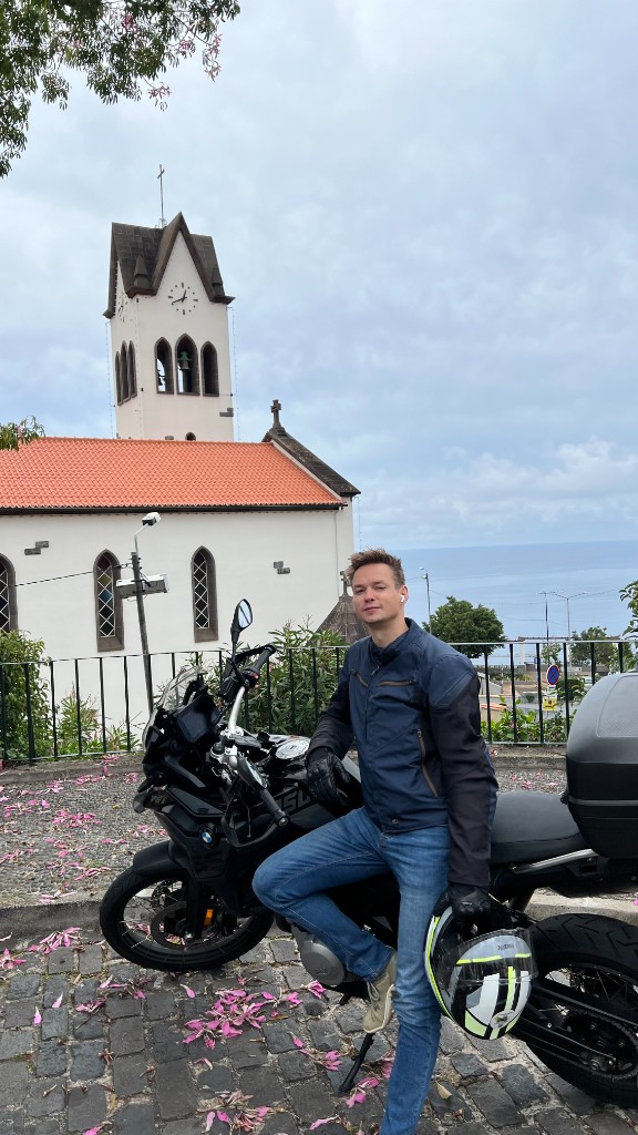 Eugene with a motorcycle